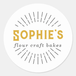Goud Witte Bakker Bakkerij Logo Productlabels Ronde Sticker