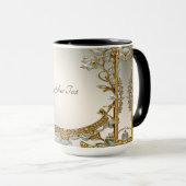 Goud Witte Bloemen Mok (Voorkant rechts)