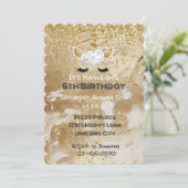 Goud Witte Bloemige Eenhoorn Glans  Kaart (Staand voorkant)