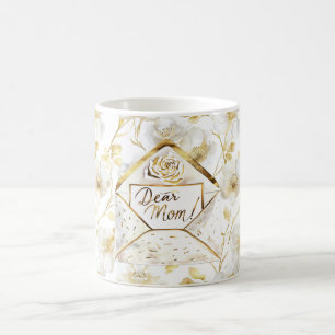 Goud Witte Bloemige Moeder Koffiemok