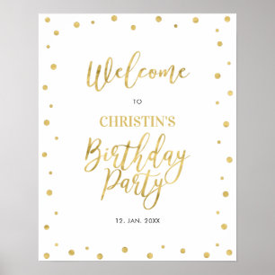 Goud & Witte Confetti Volwassenen Verjaardagsfeest Poster