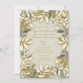 Goud Witte Crème Ecru Botanische bladeren Bruidskl Kaart (Voorkant)