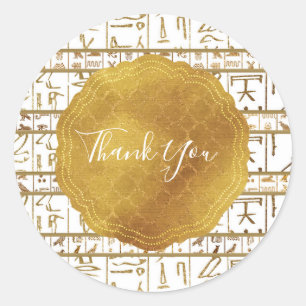 Goud Witte Egyptische Egypte Glam Trouwgunst Ronde Sticker