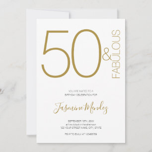 Goud & Witte Elegante Kip 50 & Fabulous Verjaardag Kaart