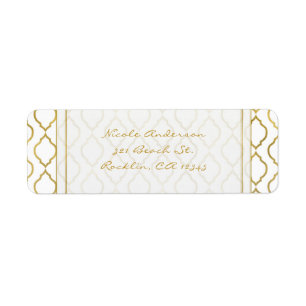 Goud & Witte Elegante Marokkaanse Glam Uitnodiging Etiket