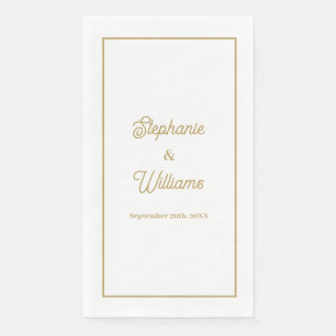 Goud Witte Elegante Script Naam Bruiloft Minimaal Servet