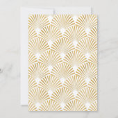 Goud Witte Geometrische Art Deco Bruiloft Feest Kaart (Achterkant)