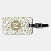 Goud Witte Giraffe Print Monogram Bagagelabel (Voorkant horizontaal)