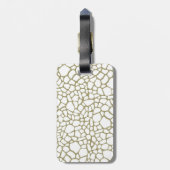 Goud Witte Giraffe Print Monogram Bagagelabel (Achterkant verticaal)