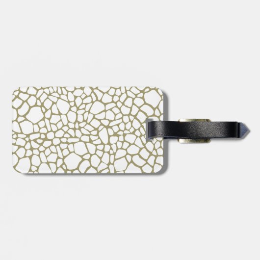 Goud Witte Giraffe Print Monogram Bagagelabel (Achterkant horizontaal)