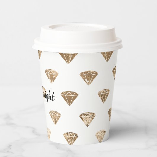 Goud Witte Glam Diamanten Bruiloftsfeest Papieren Bekers (Links)