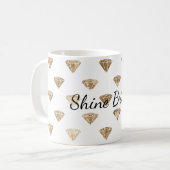 Goud Witte Glam Diamanten Koffiemok (Voorkant links)