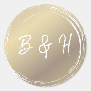 Goud & Witte Glanzende Glam Moderne Minimalistisch Ronde Sticker