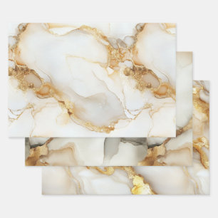 Goud Witte Grijze Marmer Waterverf Verjaardag Voor Inpakpapier Vel