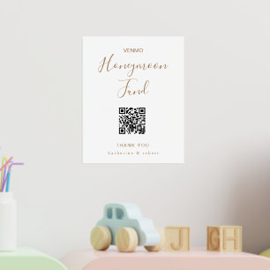 Goud Witte Honeymoon Fonds Bruiloft Folie Afdrukken