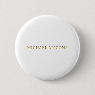 Goud & Witte Kleur Minimalistisch Eenvoudig Modern Ronde Button 5,7 Cm