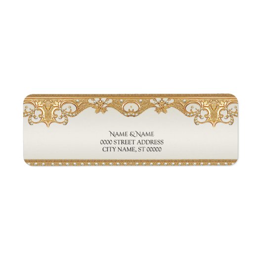 Goud  Witte Parels Retour Adres Label (Voorkant)