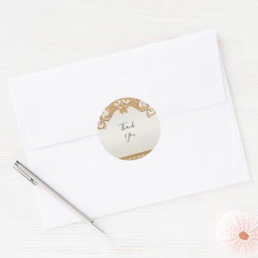 Goud  Witte Parels Sticker (Envelop)
