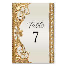 Goud  Witte Parels Tafelnummer