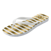 Goud & witte strepen met nautische bootwiel teenslippers (Schuin)