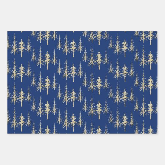 Goud Woodland Scraggly Sparse Spruce Forest Inpakpapier Vel (Voorkant 2)