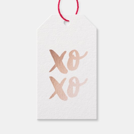Goud XO. Valentijnsdag knuffels en kussen. Modern Cadeaulabel (Voorkant)