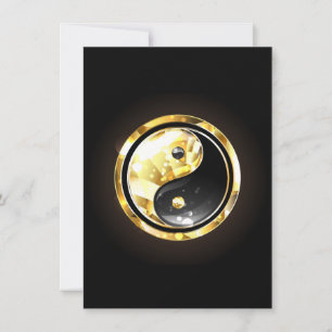 Goud Yin Yang op zwart Bedankkaart