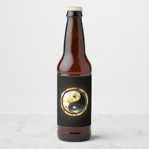Goud Yin Yang op zwart Bier Etiket