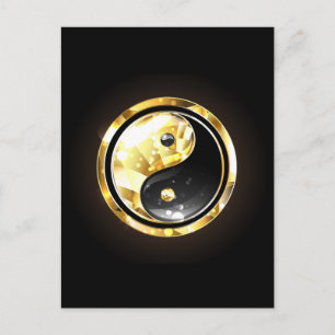 Goud Yin Yang op zwart Briefkaart