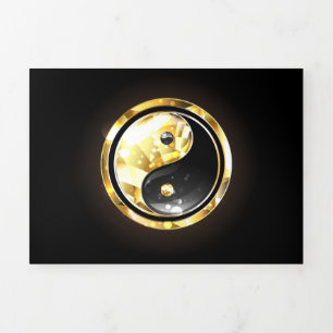 Goud Yin Yang op zwart Drieluik Wenskaart