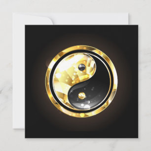 Goud Yin Yang op zwart Feestdagenkaart