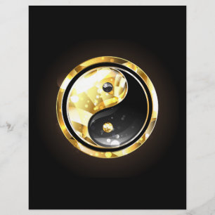 Goud Yin Yang op zwart Flyer