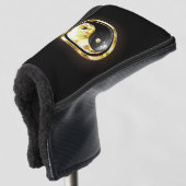 Goud Yin Yang op zwart Golfheadcover (3/4 voorkant)