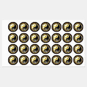 Goud Yin Yang op zwart Labels (Vel)