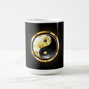 Goud Yin Yang op zwart Magische Mok