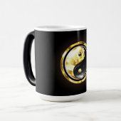 Goud Yin Yang op zwart Magische Mok (Voorkant links)