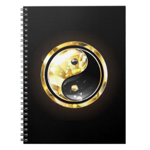 Goud Yin Yang op zwart Notitieboek