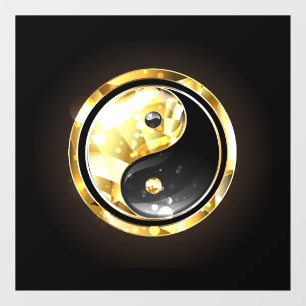 Goud Yin Yang op zwart Raamsticker