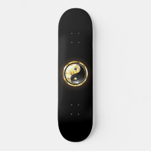 Goud Yin Yang op zwart Skateboard
