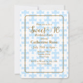 Goud Zacht Blauw Wit Puzzel Geruit Zoet 16 Kaart (Voorkant)