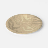 Goud zebra gestreepte dierprint metaalachtige uits papieren bordje (Gekanteld)