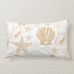 Goud Zee Shell-strand, decor Kussen