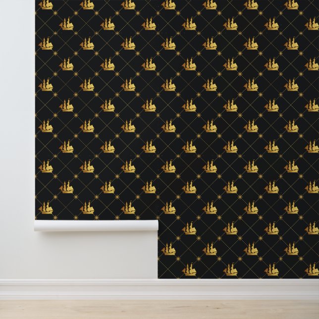 Goud Zeilschip Behang (Applicatie)