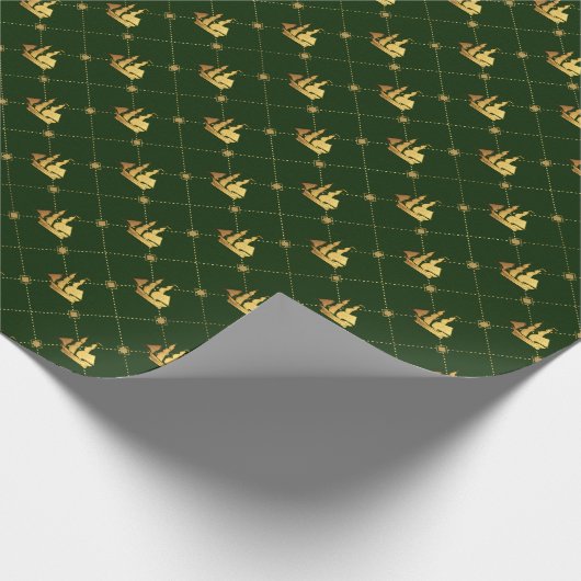 Goud Zeilschip Cadeaupapier (Hoek)