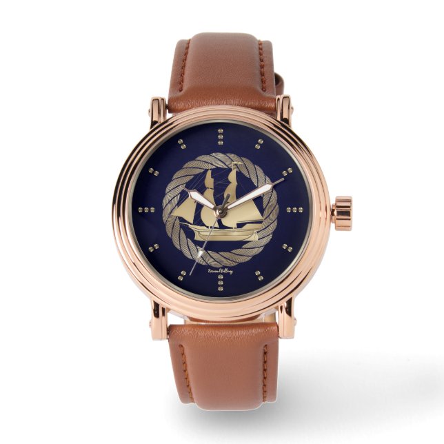 Goud Zeilschip Horloge (Voorkant)