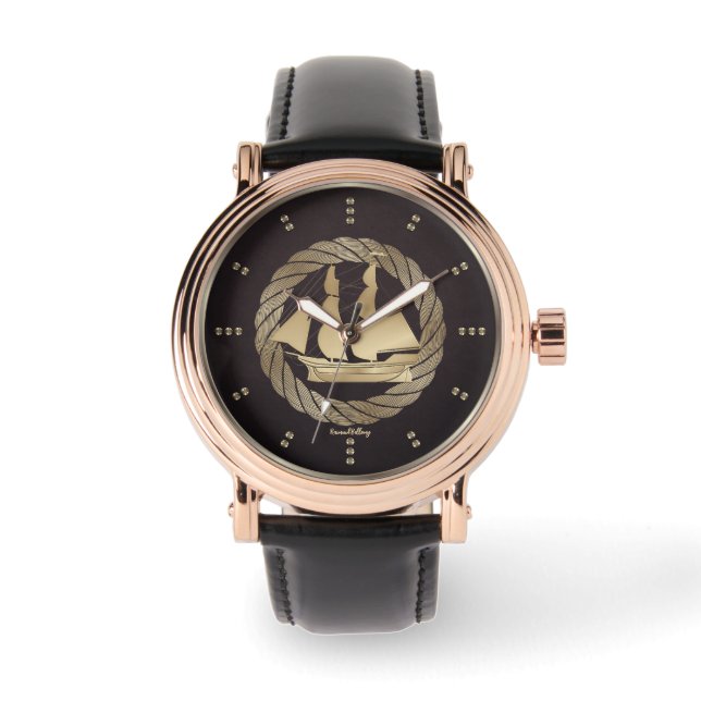 Goud Zeilschip Horloge (Voorkant)