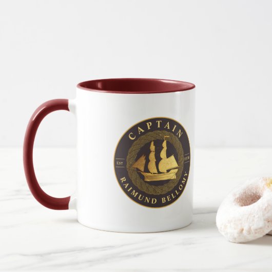 Goud Zeilschip Mok (Met donut)