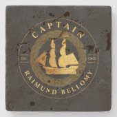 Goud Zeilschip Stenen Onderzetter (Voorkant)