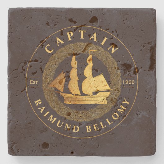 Goud Zeilschip Stenen Onderzetter (Voorkant)