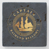 Goud Zeilschip Stenen Onderzetter (Voorkant)